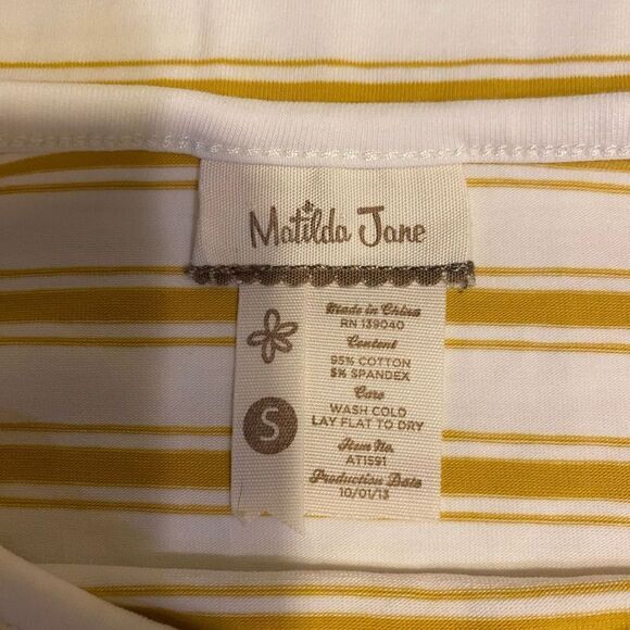 Matilda Jane Sunny Boat Golden Yellow and White Striped Tee - Picture 9 of 12